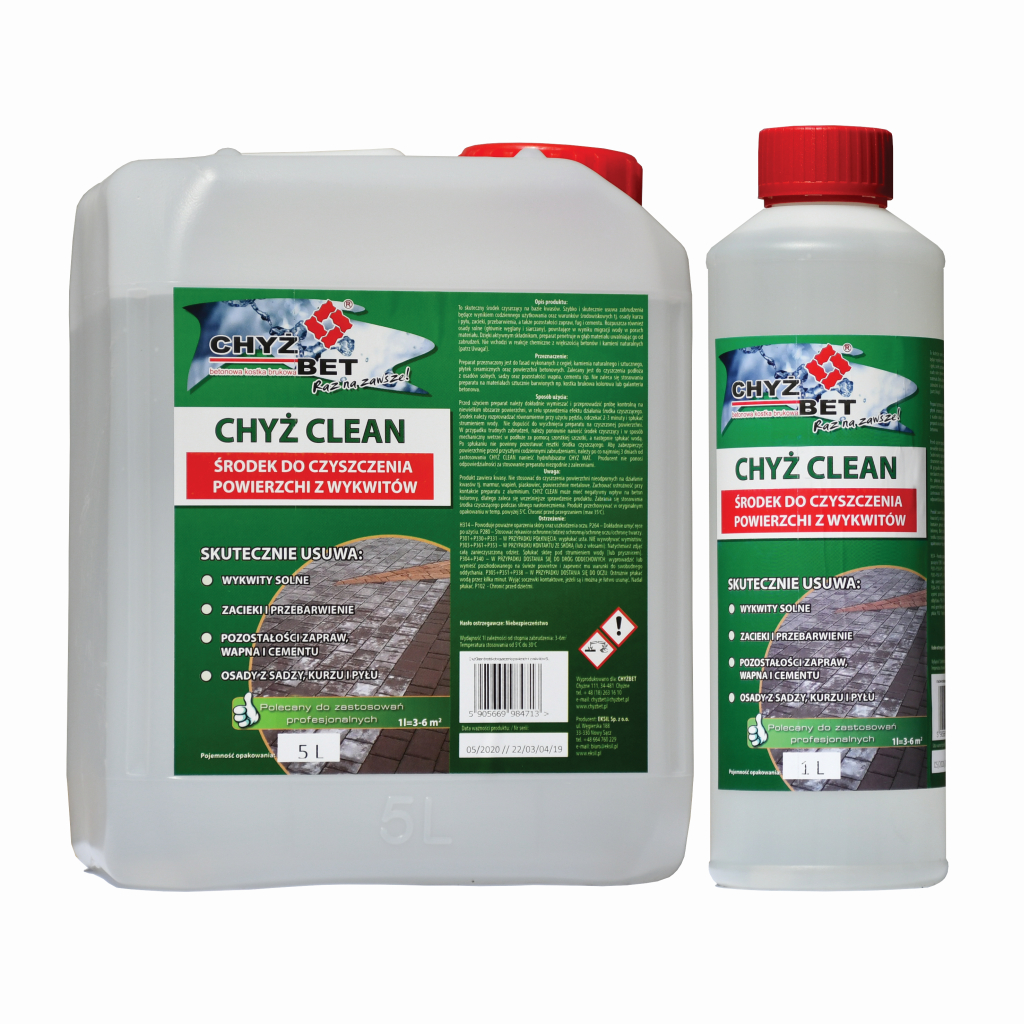 Prostriedky na čistenie a konzerváciu betónovej dlažby Chyž Clean